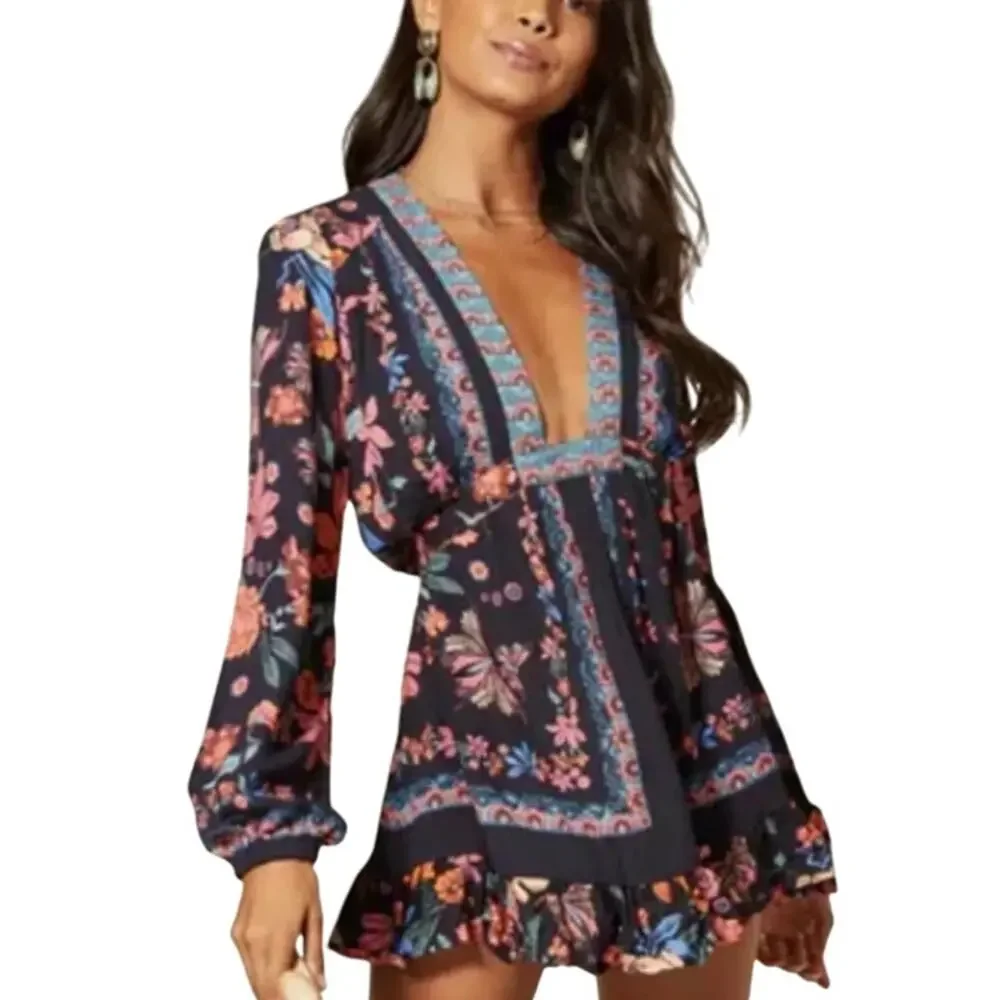 Free People Violet Hill Floral Boho Printed Tunic Dress 0